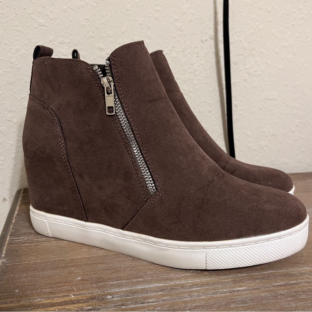 Brown Wedged Booties